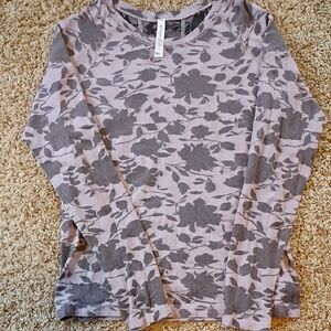 Athleta Floral Long Sleeve Top - Gray and Cream